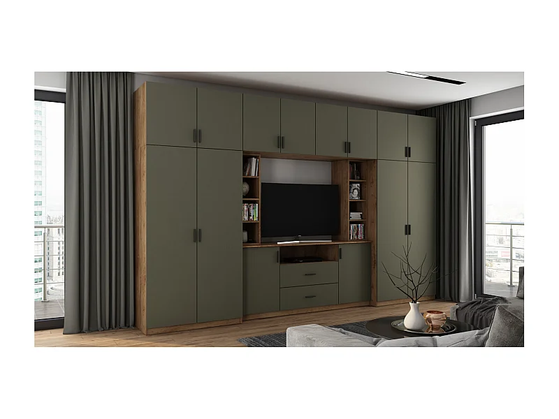 Meuble de séjour complet avec grandes armoires et rangements hauts mur de rangement DAKO – Direct fabricant EMEBLAST