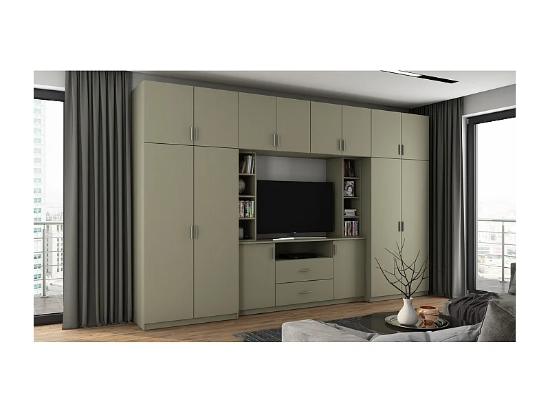Meuble de séjour complet avec grandes armoires et rangements hauts mur de rangement DAKO – Direct fabricant EMEBLAST