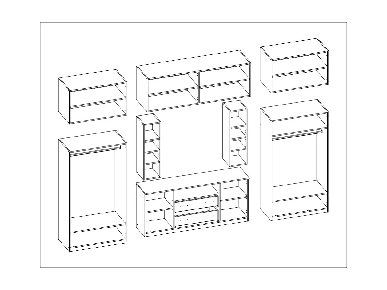 Meuble de séjour complet avec grandes armoires et rangements hauts mur de rangement DAKO – Direct fabricant EMEBLAST