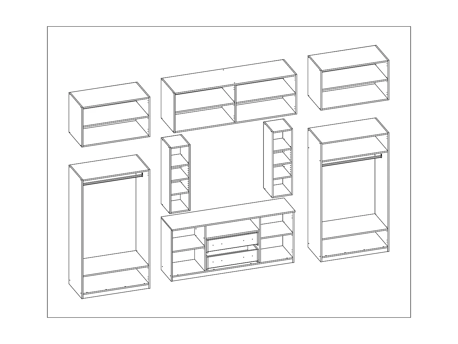 Meuble de séjour complet avec grandes armoires et rangements hauts mur de rangement DAKO – Direct fabricant EMEBLAST