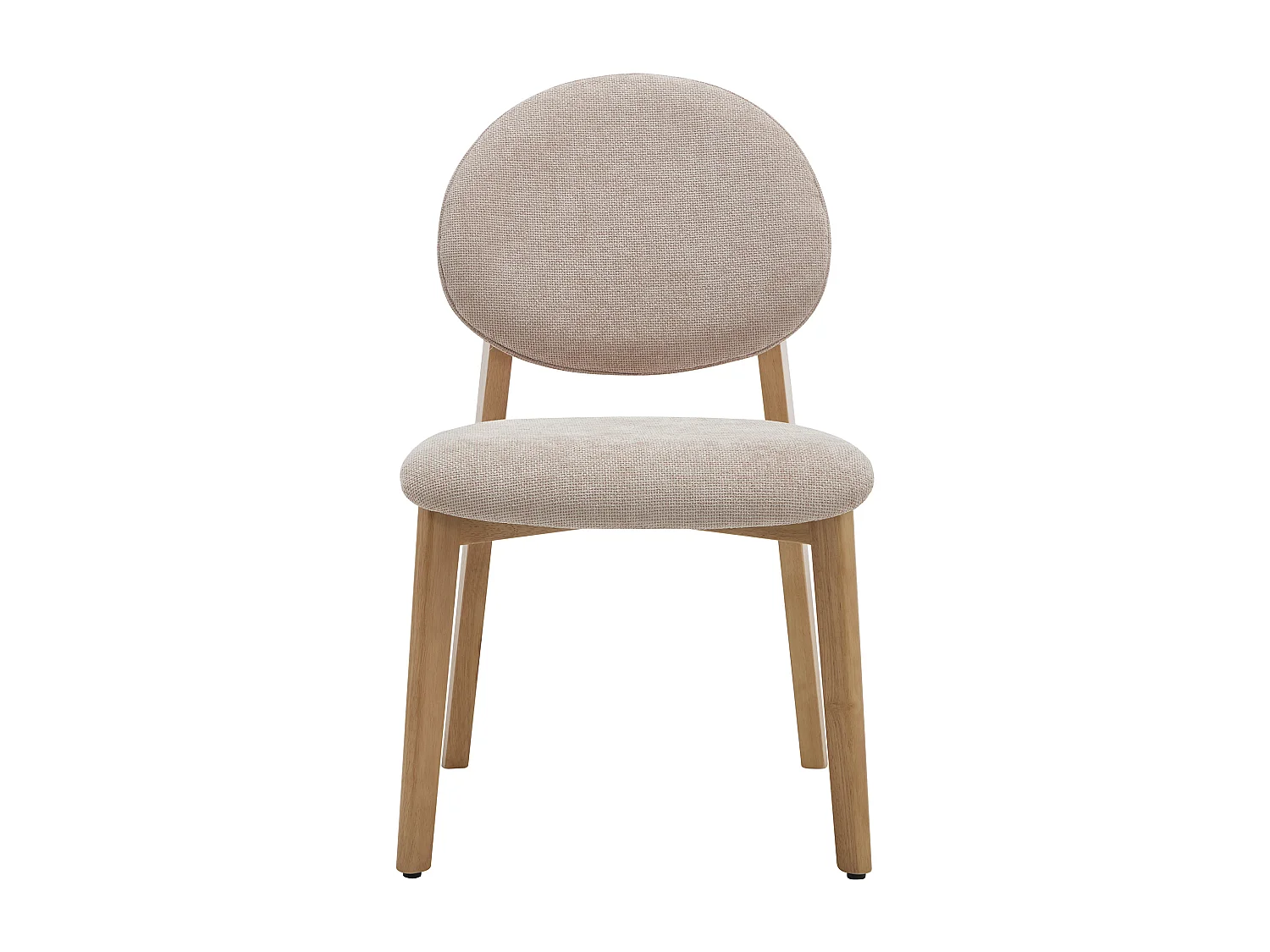 Lot de 6 chaises en tissu texturé et bois d'hévéa naturel clair - Beige - MARLENI