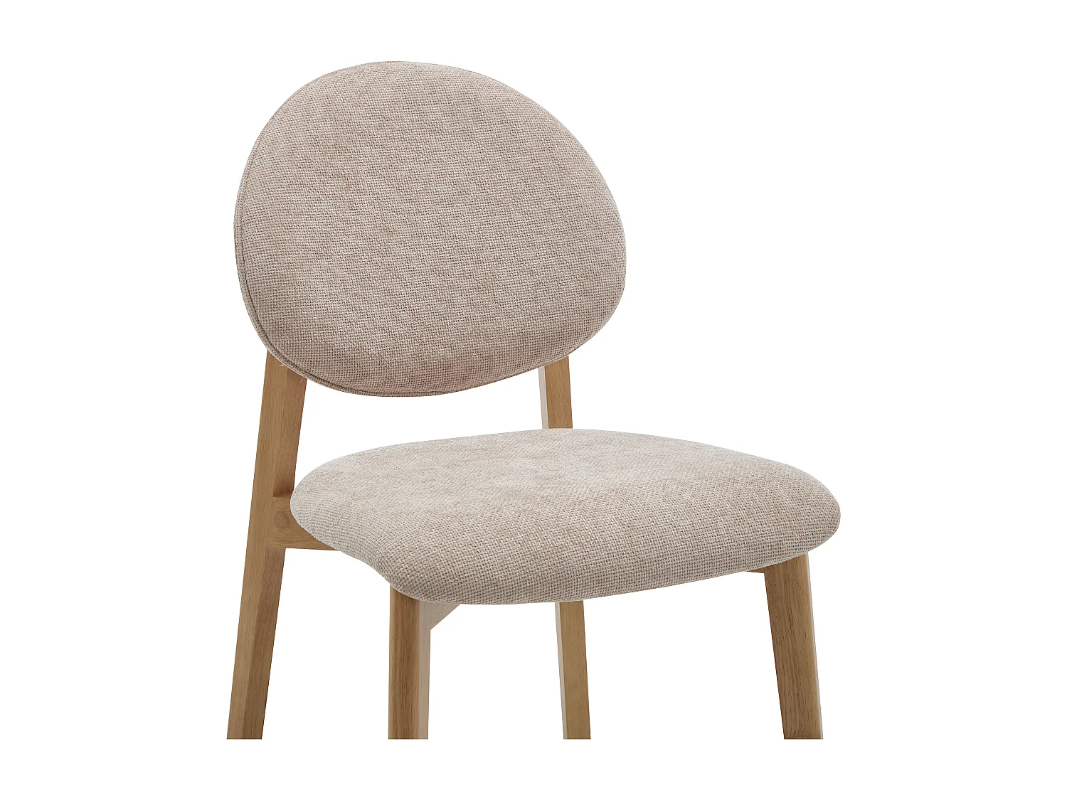 Lot de 6 chaises en tissu texturé et bois d'hévéa naturel clair - Beige - MARLENI