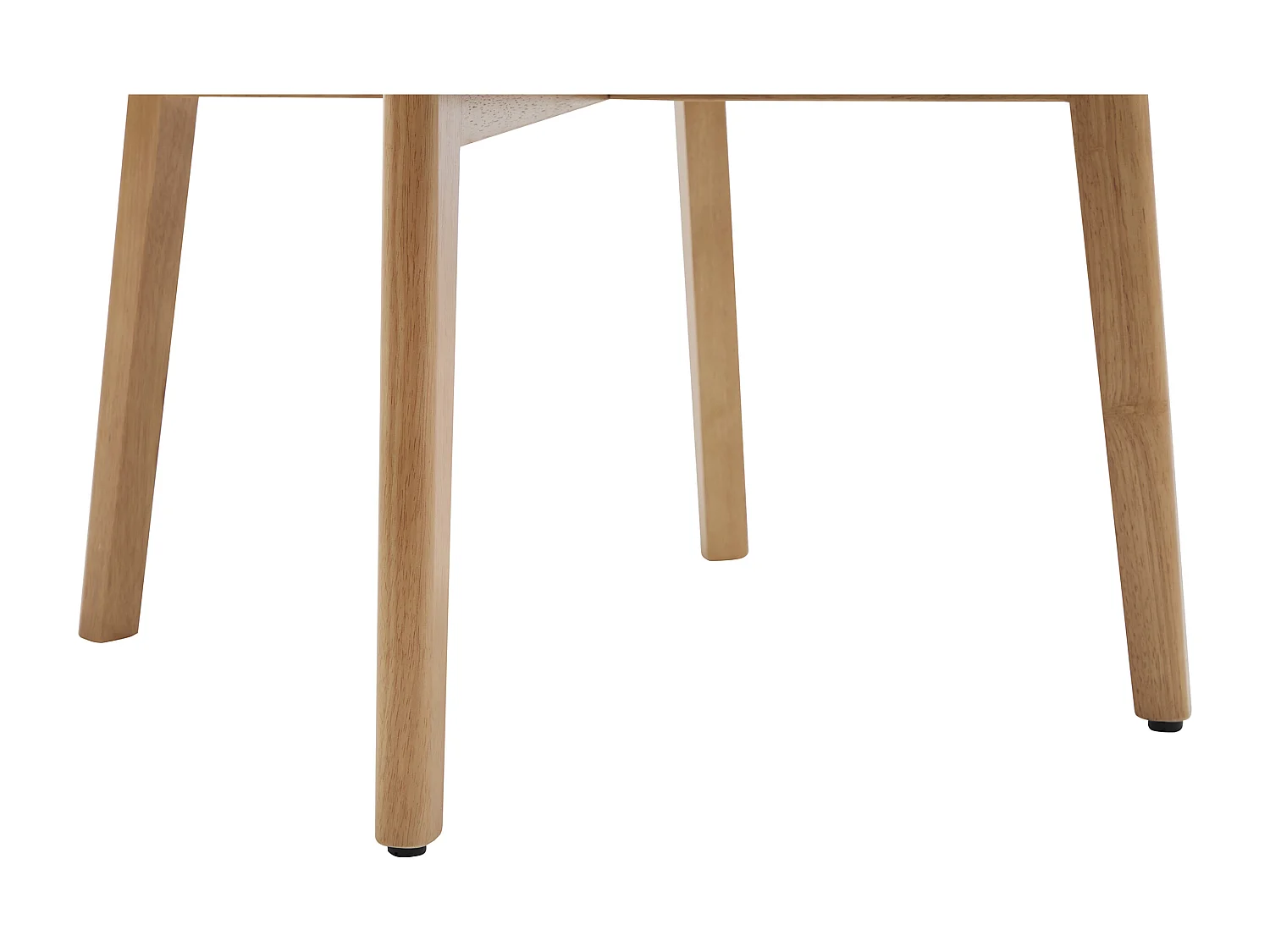 Lot de 6 chaises en tissu texturé et bois d'hévéa naturel clair - Beige - MARLENI