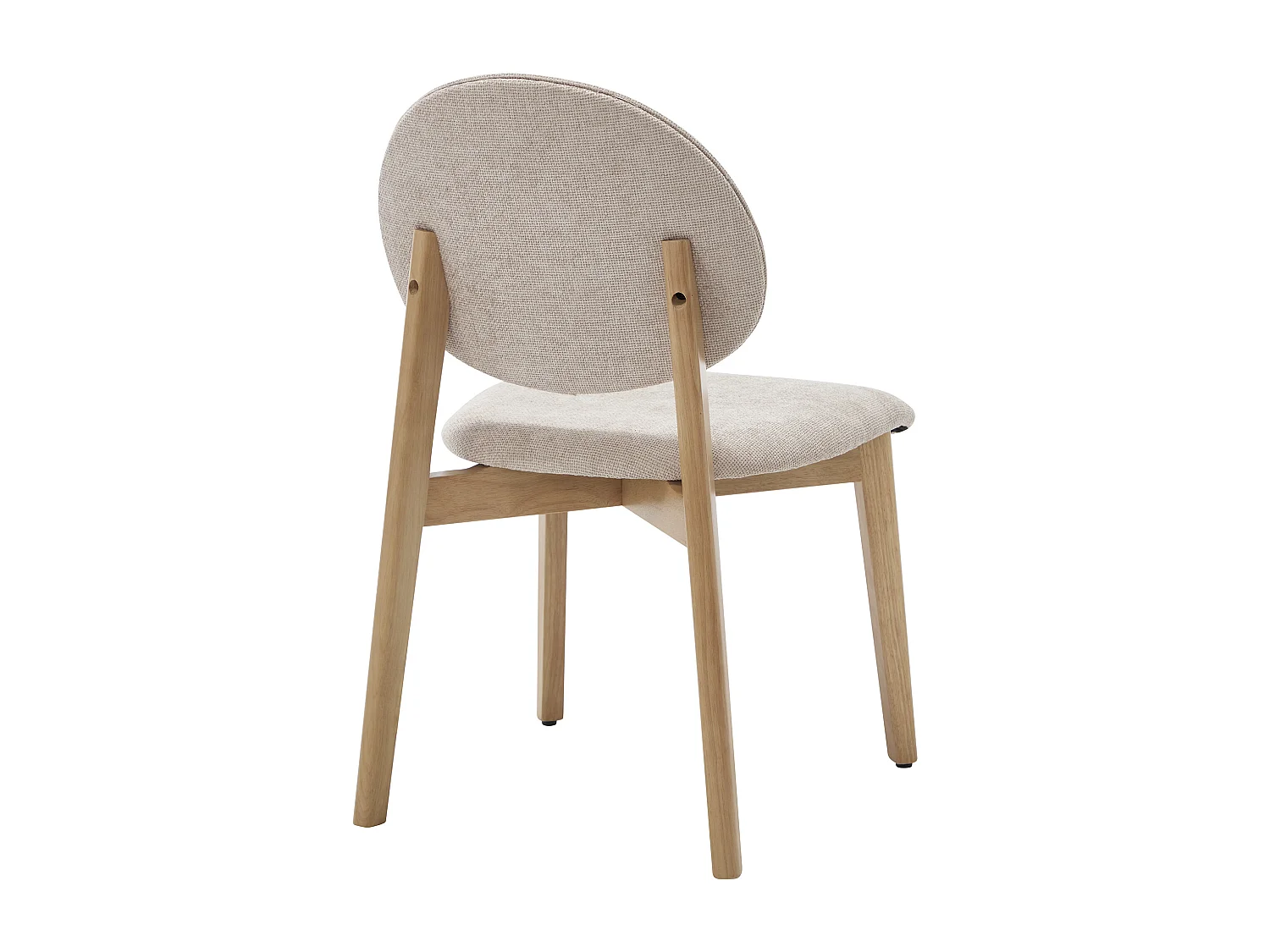 Lot de 6 chaises en tissu texturé et bois d'hévéa naturel clair - Beige - MARLENI