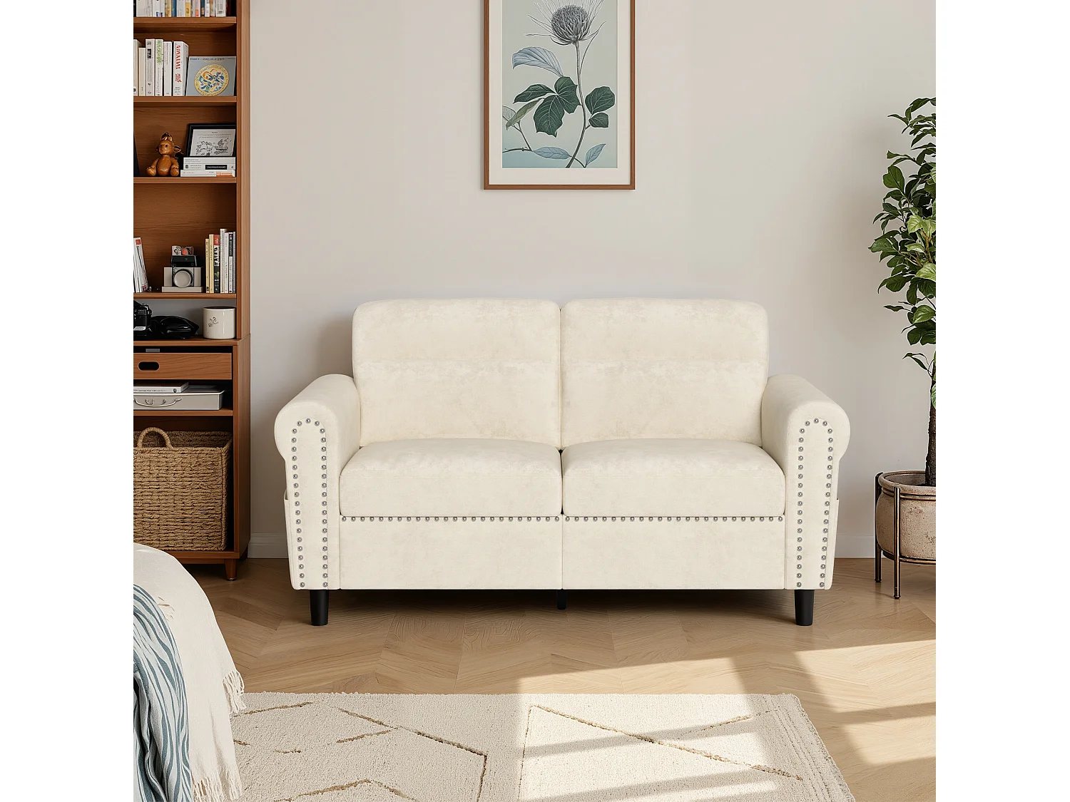 2-Zits Relaxbank, Beige Stof, 152 x 76 x 84 cm