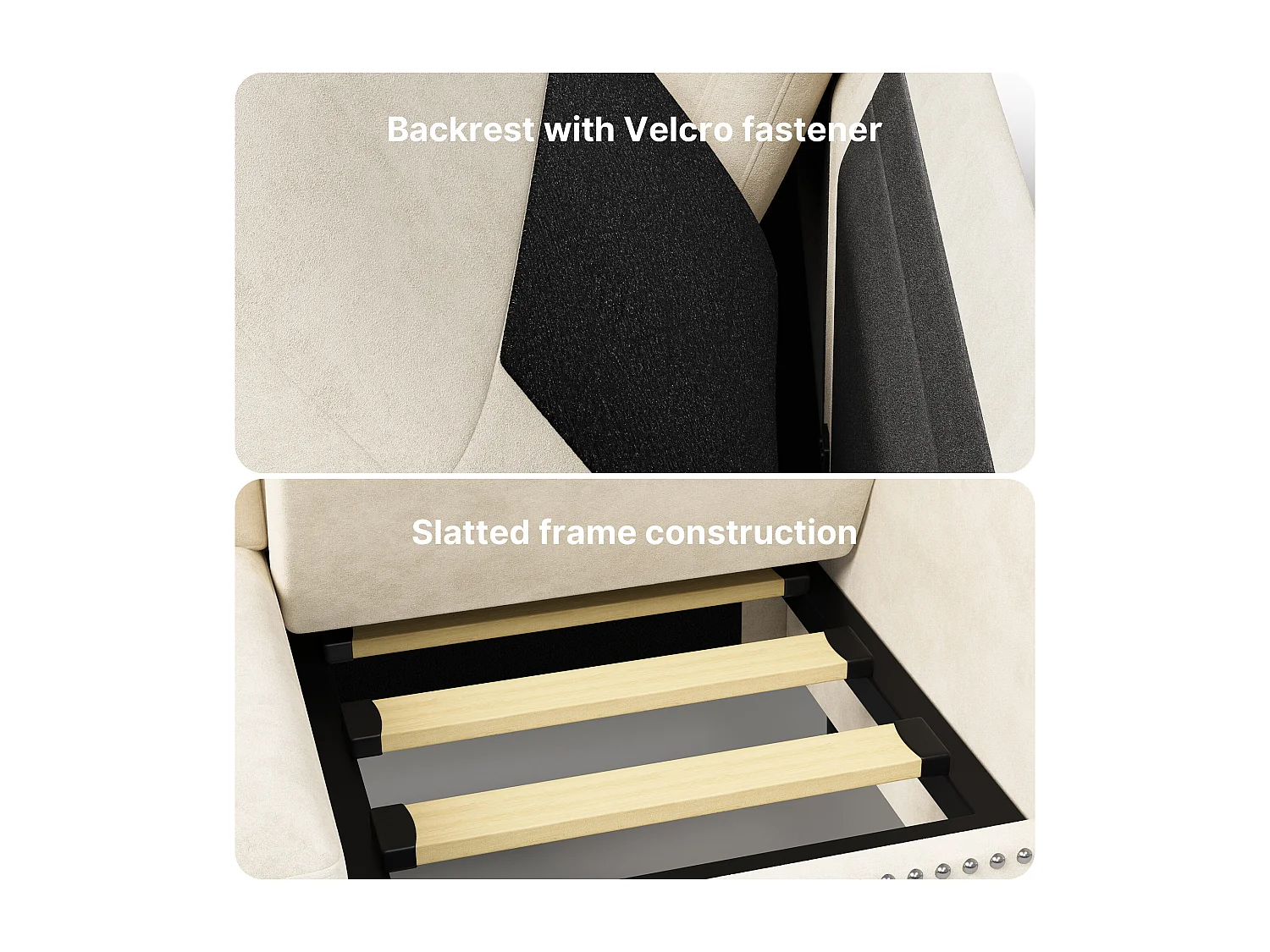 2-Zits Relaxbank, Beige Stof, 152 x 76 x 84 cm