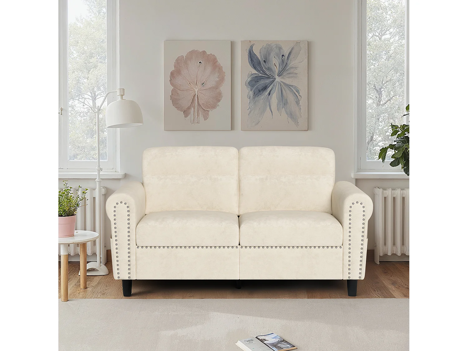 2-Zits Relaxbank, Beige Stof, 152 x 76 x 84 cm