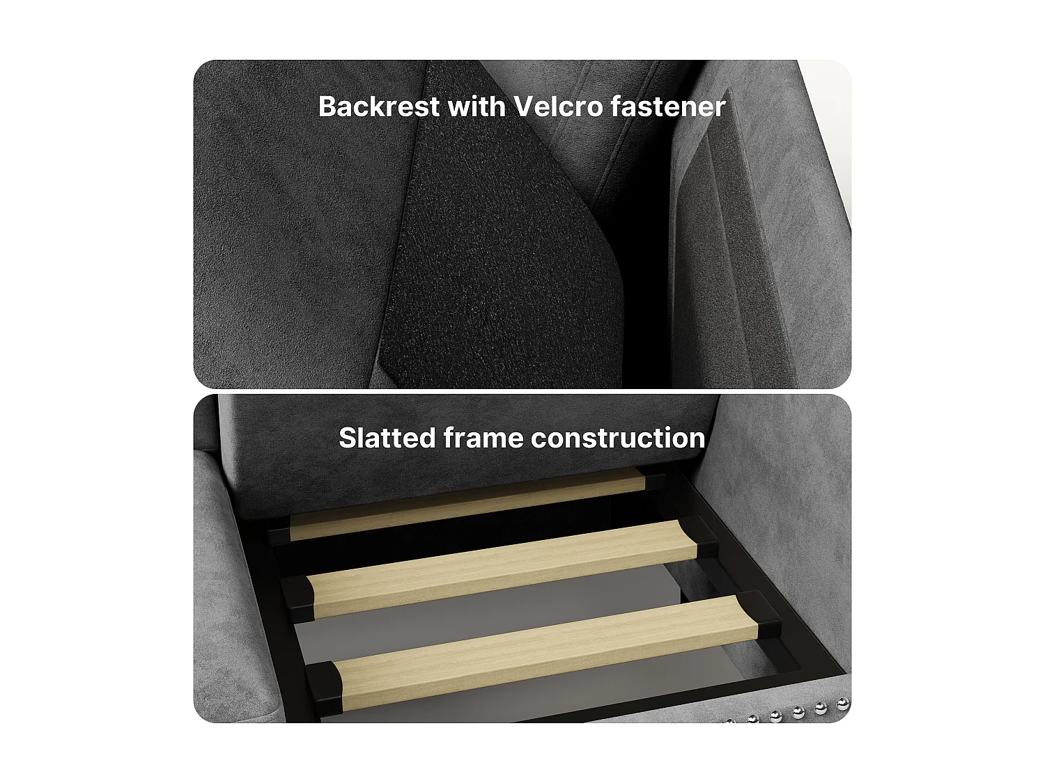 Canapé 2 Places Relax Tissu Gris Foncé，152 x 76 x 84 cm