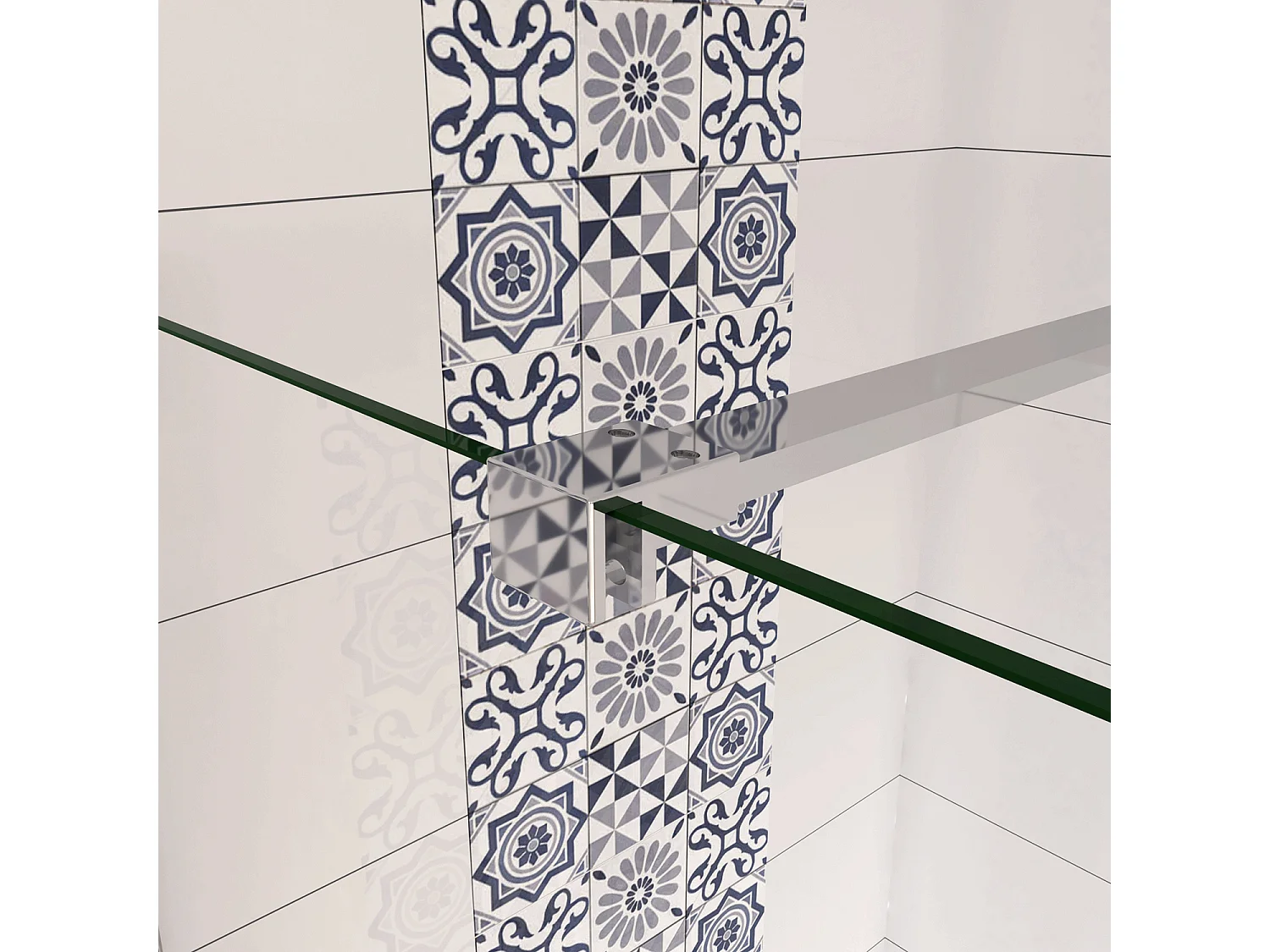 Box Doccia Walk In 80x190 cm Vetro 8 mm Anticalcare Trasparente Barra Stabilizzatrice da 90 cm Mensola Doccia 80 cm