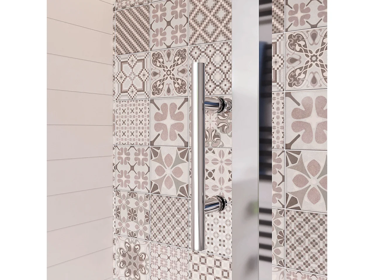 185 cm Box Doccia Angolare Porta Scorrevole con Parete Fissa Vetro Temperato 5 mm Trasparente Telaio Cromato Lucido 130x80 cm