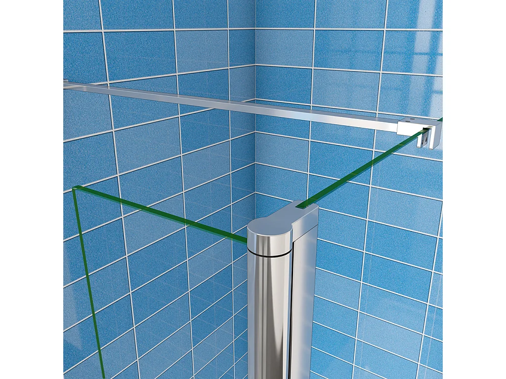 Walk In 190 cm Parete Doccia con Paretina Mobile 30 cm in Vetro 8 mm Temperato Anticalcare 80 cm Barra Stabilizzatrice da 90 cm