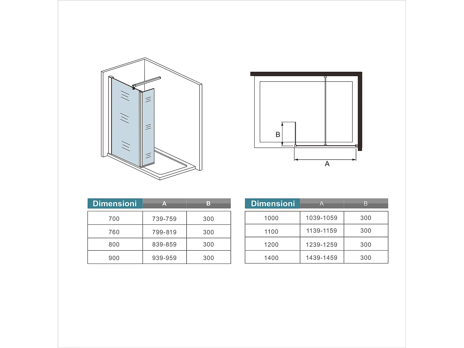 Walk In 190 cm Parete Doccia con Paretina Mobile 30 cm in Vetro 8 mm Temperato Anticalcare 80 cm Barra Stabilizzatrice da 90 cm