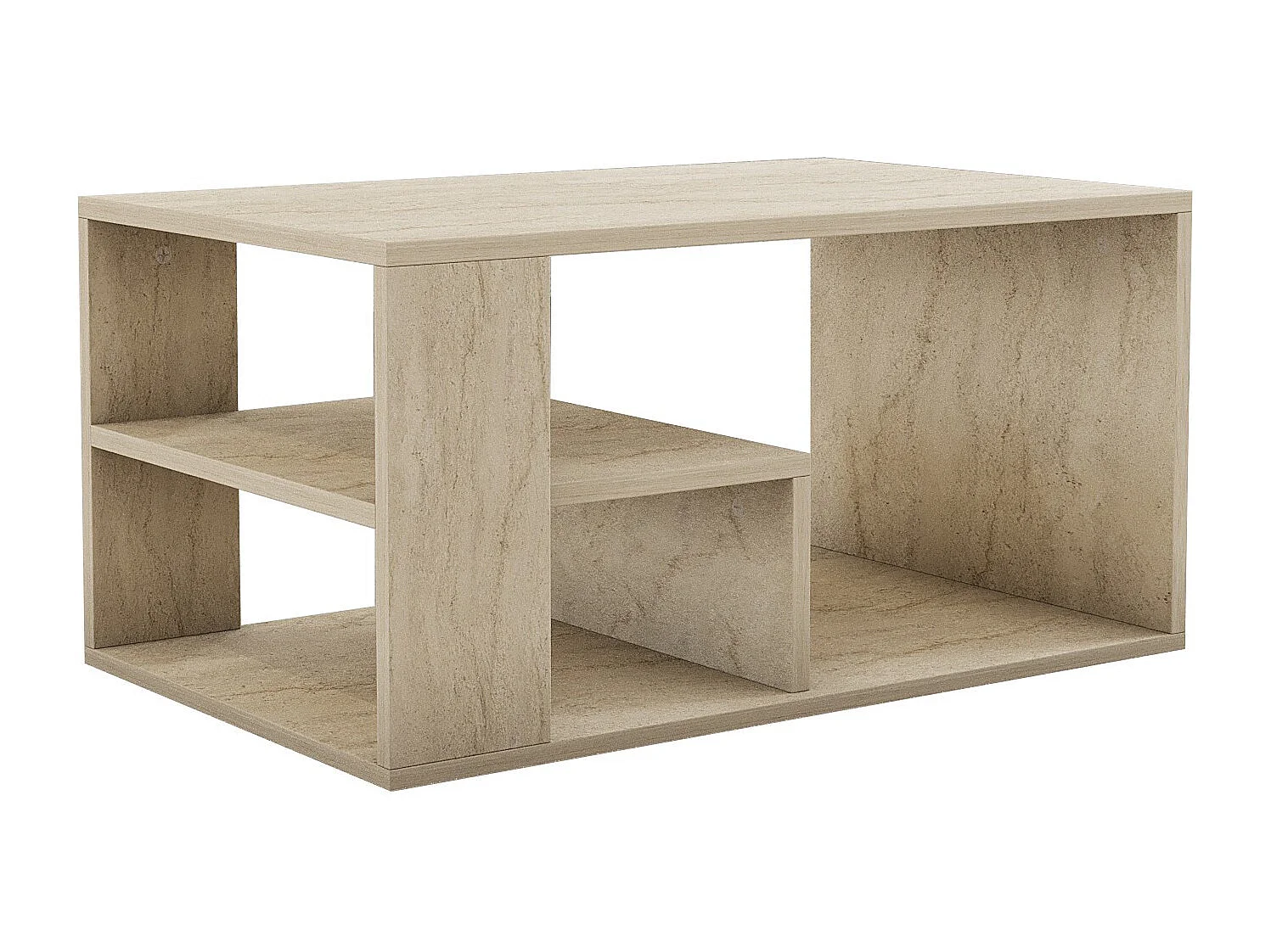 Table basse en bois "Eros" - 80 x 40 x 50 cm - Travertin