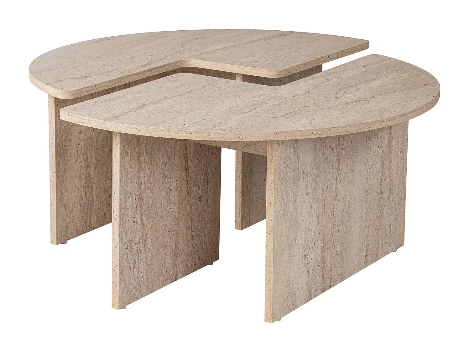 Table basse en bois "Moira" - 90 x 90 x 41 cm - Travertin
