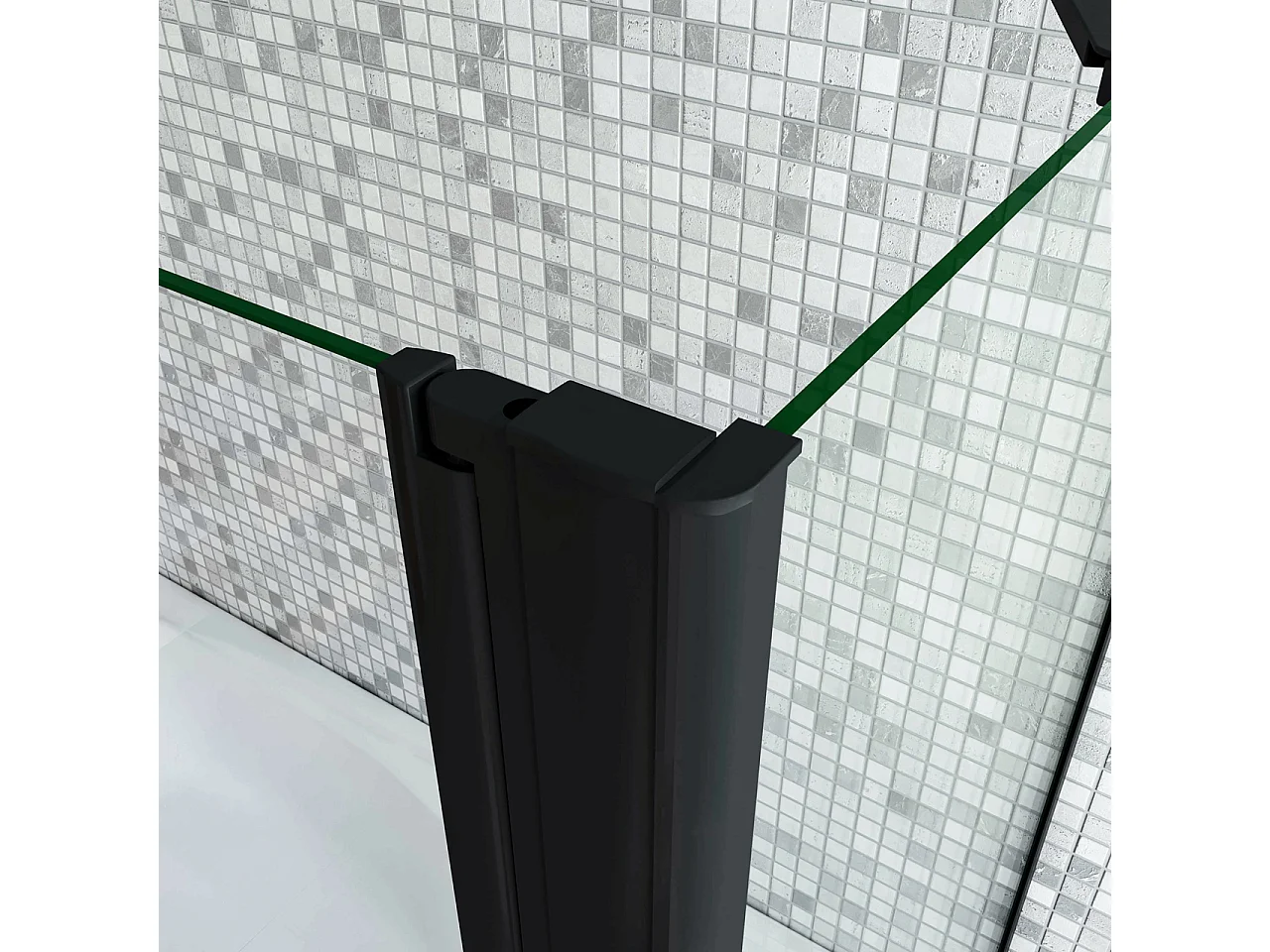 Parete Doccia 110x140cm Sopravasca Angolare 2 Ante Pieghevoli con Parete Laterale 65cm Vetro Temperato 6 mm Trasparente Anticalcare Nero Opaco