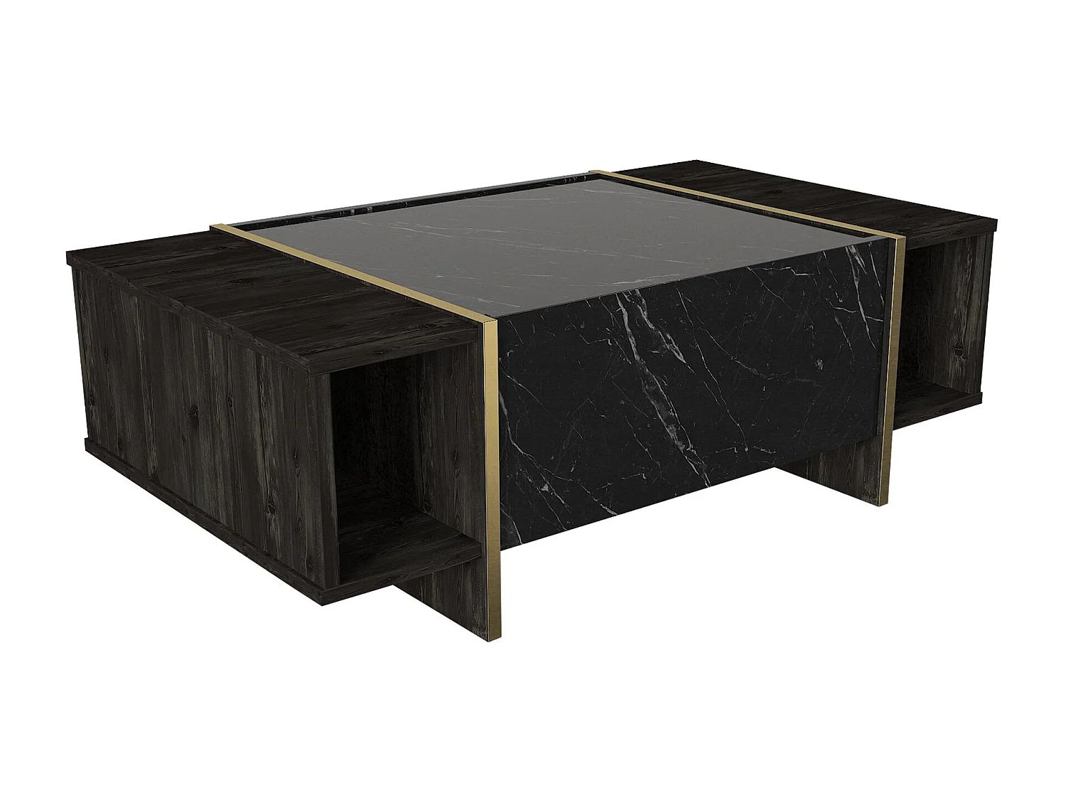 Schwarzer Holztisch "Veyron" 103x60x37 cm mit 2 Türen – modernes und robustes Design