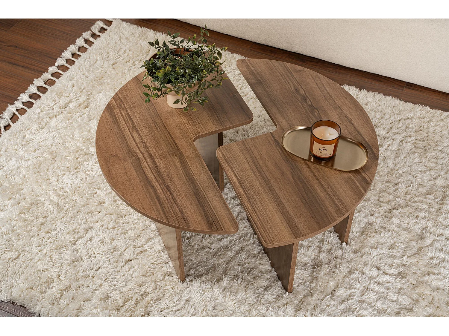 Table basse en bois "Moira" -  90 x 90 x 41 cm - Noyer