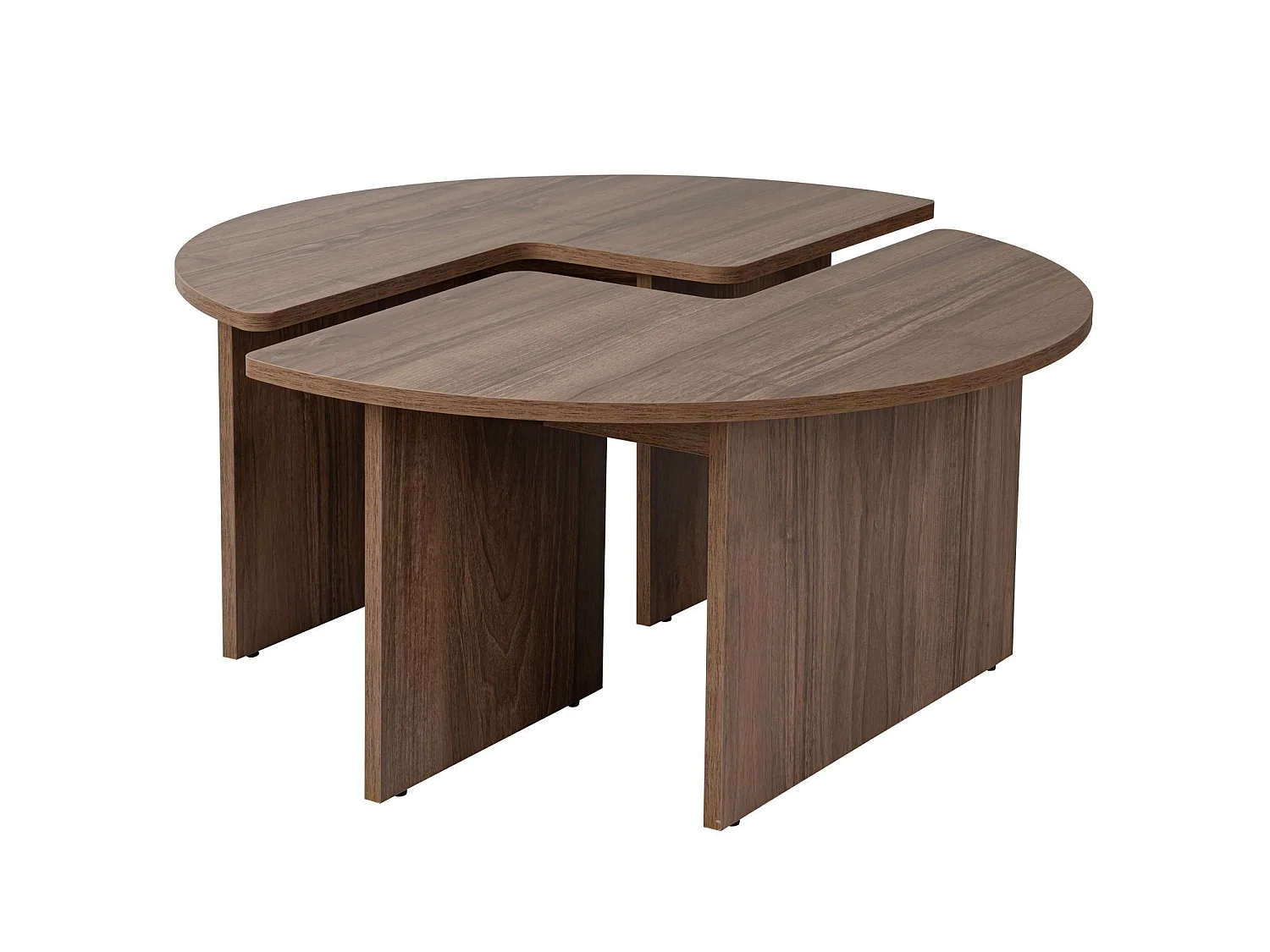 "Moira" Träkaffebord - Valnöt, 90 x 90 x 41 cm, Rund Form, Set om 2