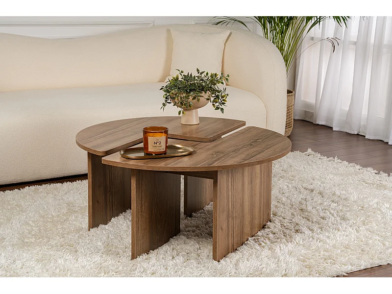 Table basse en bois "Moira" -  90 x 90 x 41 cm - Noyer