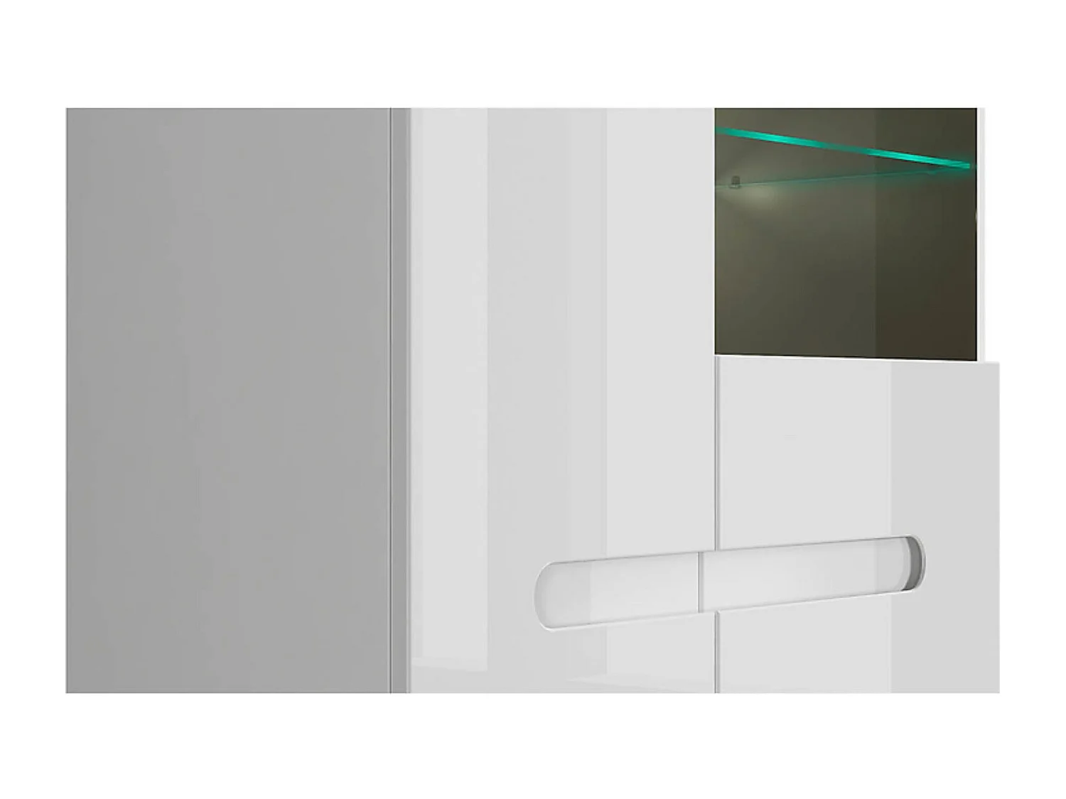 Vitrine à 2 portes avec éclairage LED,coloris Blanc/Blanc haute brillance - Longueur 90 x Profondeur 41 x Hauteur 145 cm