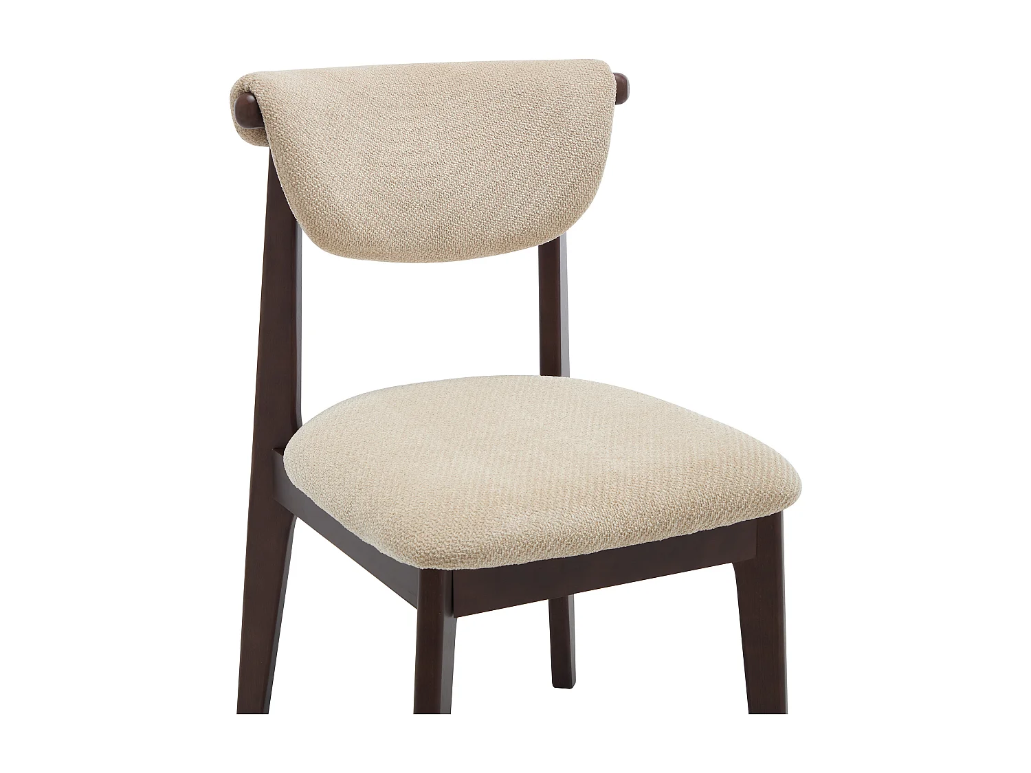 Lot de 6 chaises en tissu texturé et bois d'hévéa - Beige - GABIEL