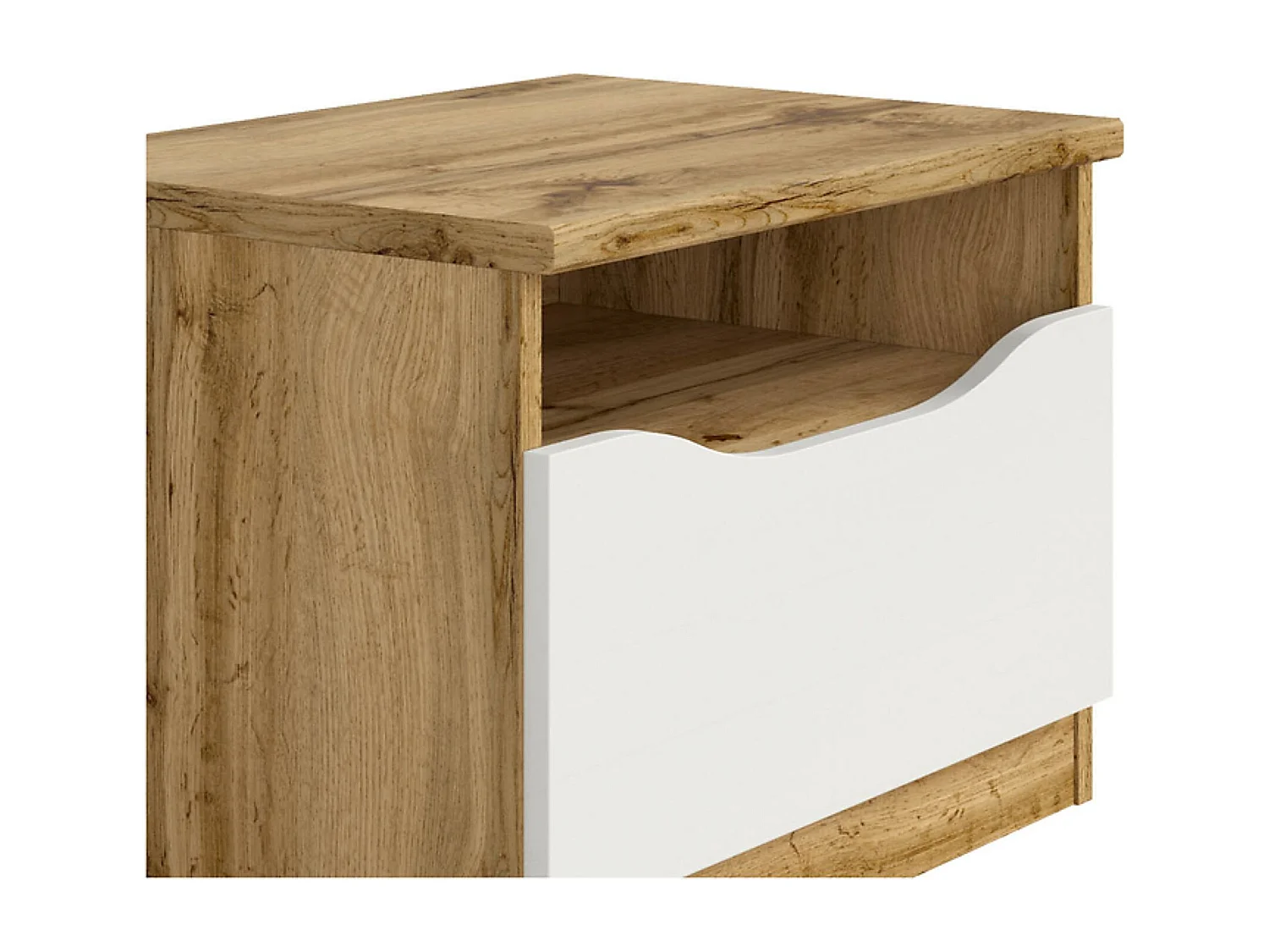 Table de chevet table de nuit avec tiroir,coloris Chêne wotan/Blanc brillant - Longueur 50 x Profondeur 39,5 x Hauteur 38,5cm