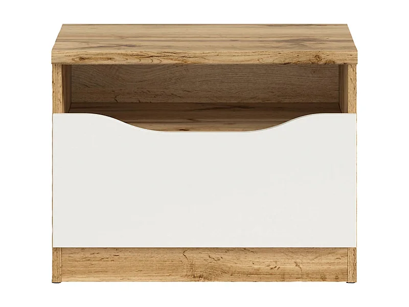 Table de chevet table de nuit avec tiroir,coloris Chêne wotan/Blanc brillant - Longueur 50 x Profondeur 39,5 x Hauteur 38,5cm