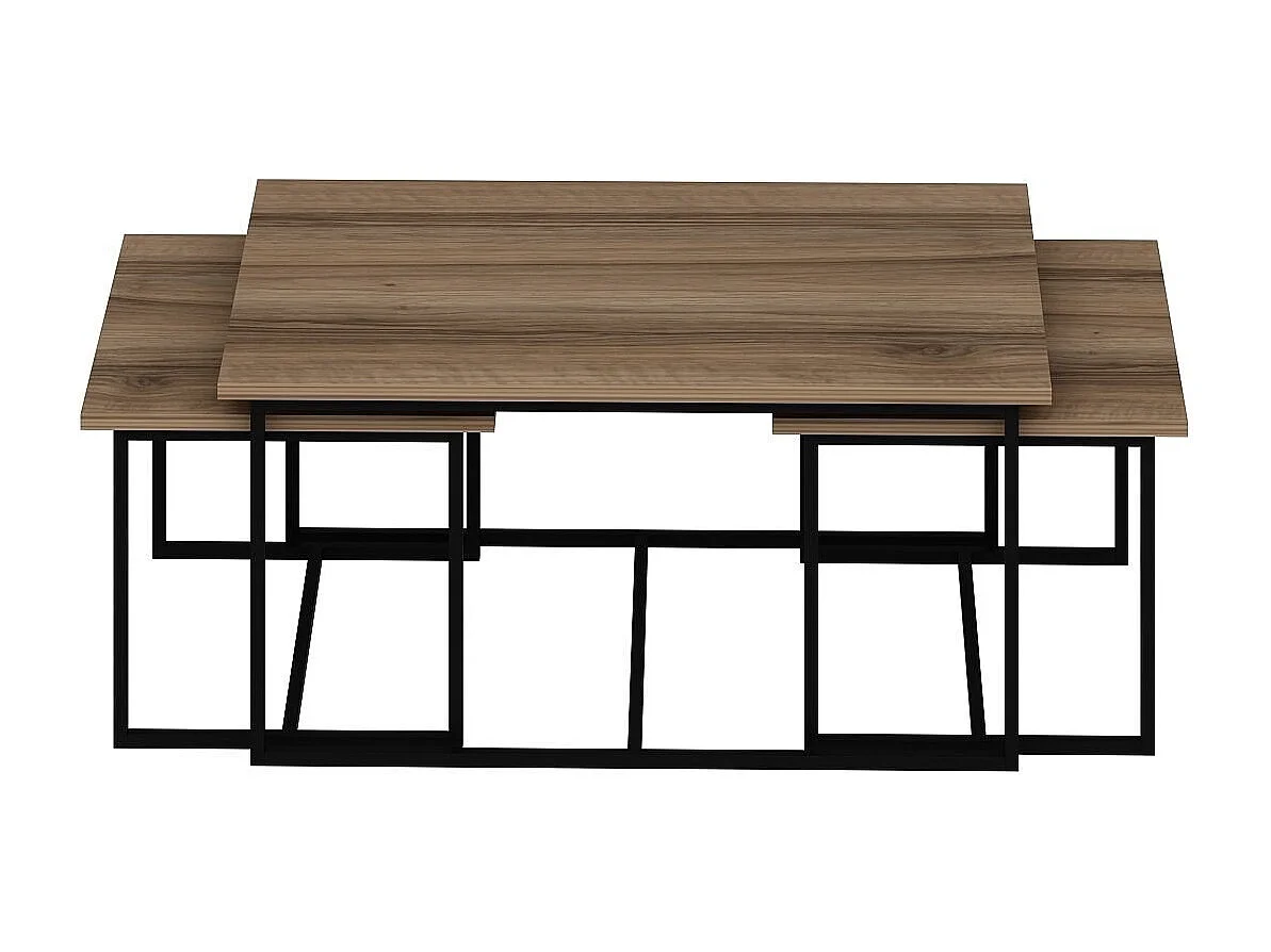 Table gigogne (3 pièces) en bois "Levada" - 90 x 60 x 42 cm - Noyer