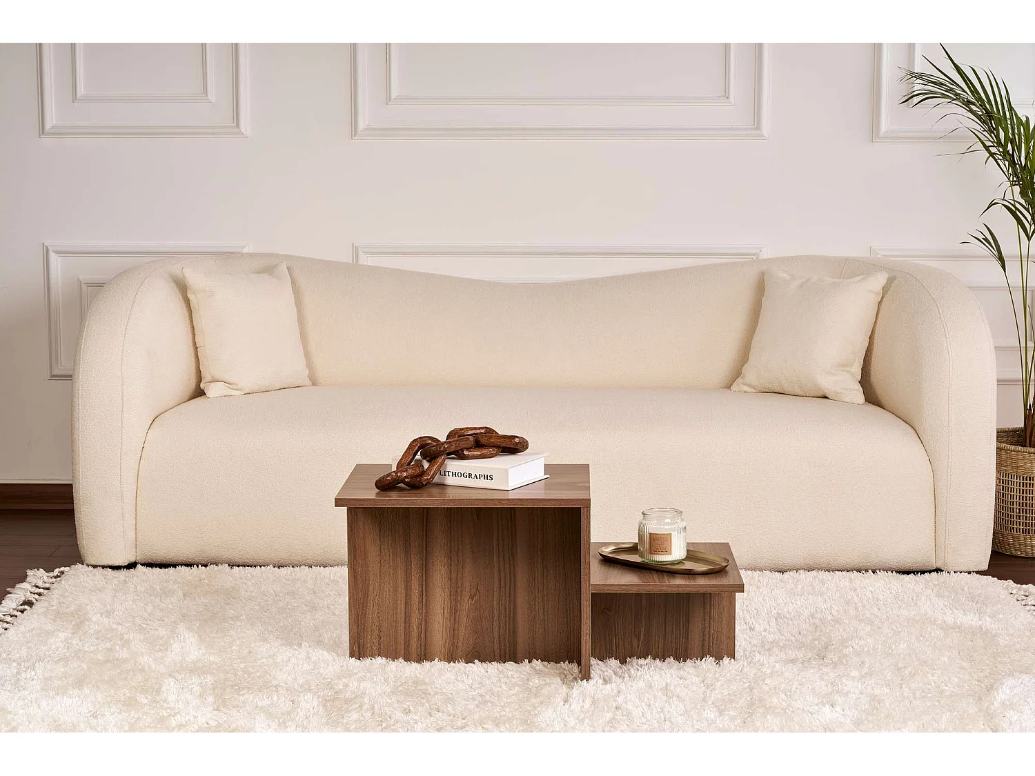 Table basse en bois "Harmony" - 80 x 40 x 40 cm - Noyer