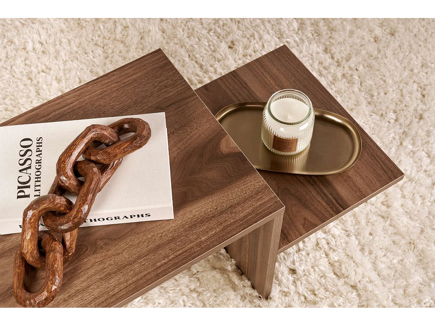 Table basse en bois "Harmony" - 80 x 40 x 40 cm - Noyer