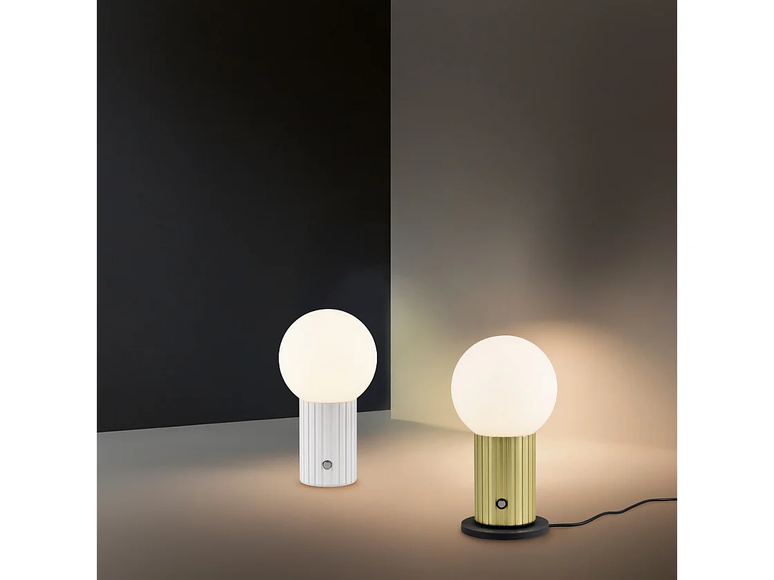 Lampe de table rechargeable en verre et métal Tauris