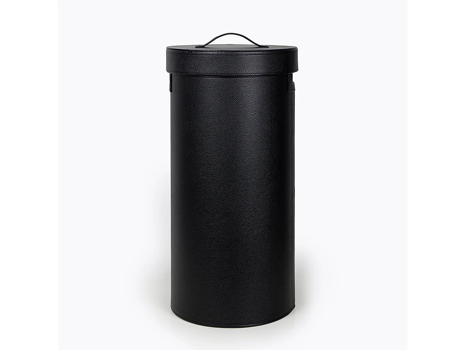 Hudson wasmand 30L van zwart of wit gestructureerd kunstleer, smal design met verborgen deksel