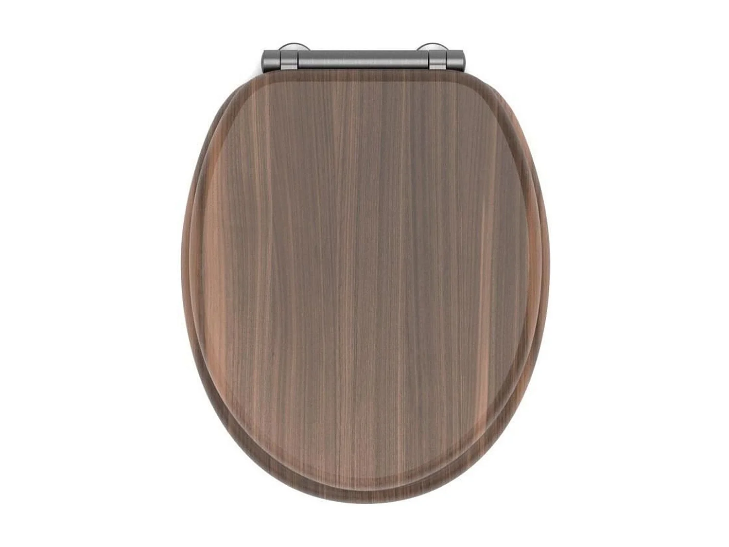 MDF WC-bril FSC notenhoutlook met softclose en afneembare graphite metalen scharnieren