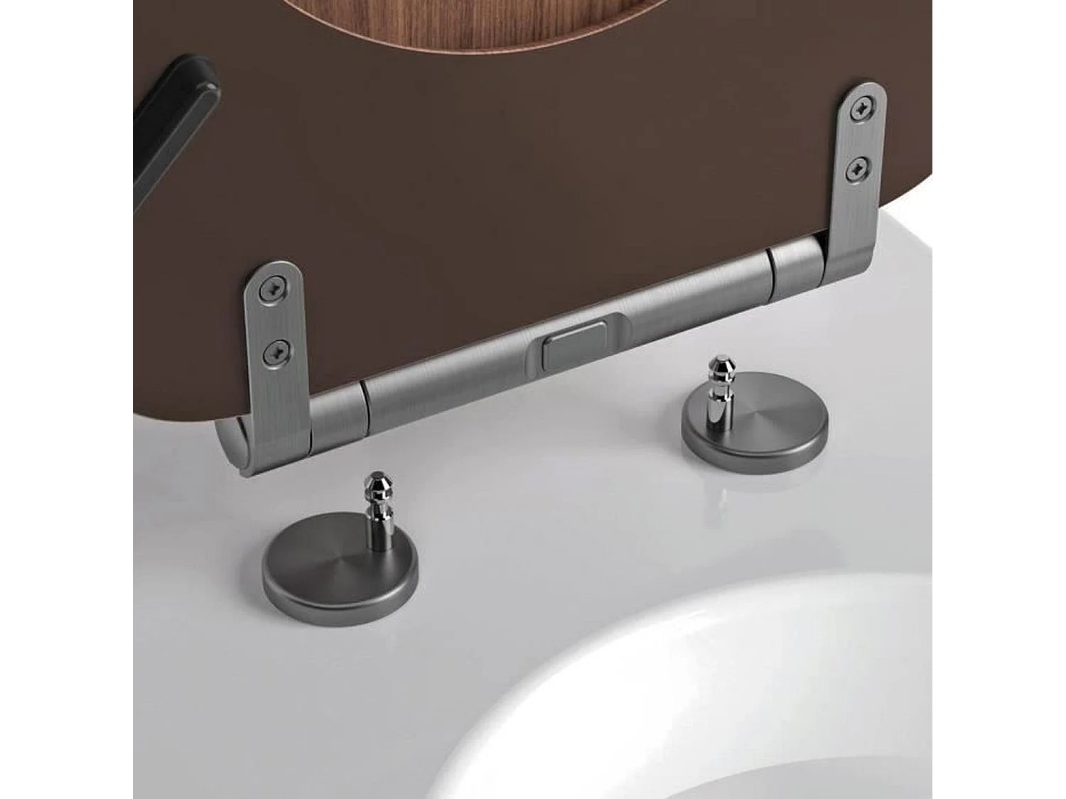 MDF WC-bril FSC notenhoutlook met softclose en afneembare graphite metalen scharnieren