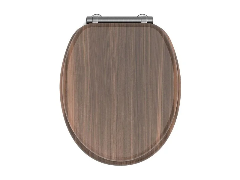 MDF WC-bril FSC notenhoutlook met softclose en afneembare graphite metalen scharnieren