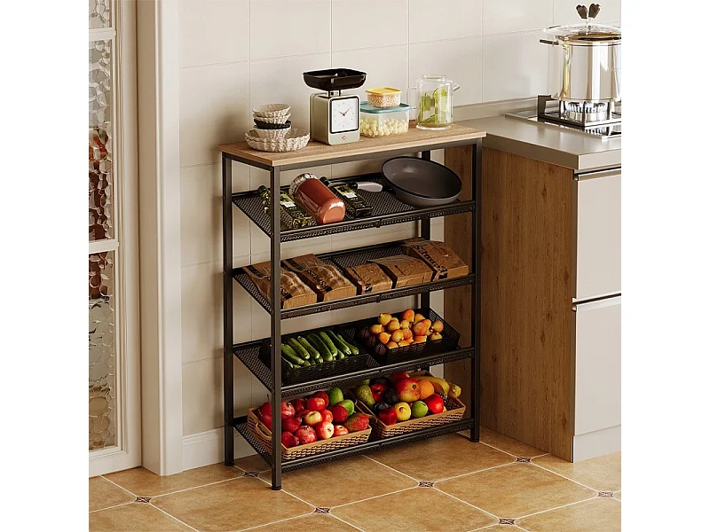 Étagère cuisine brun clair industriel bois rétro étagère loft 75 cm