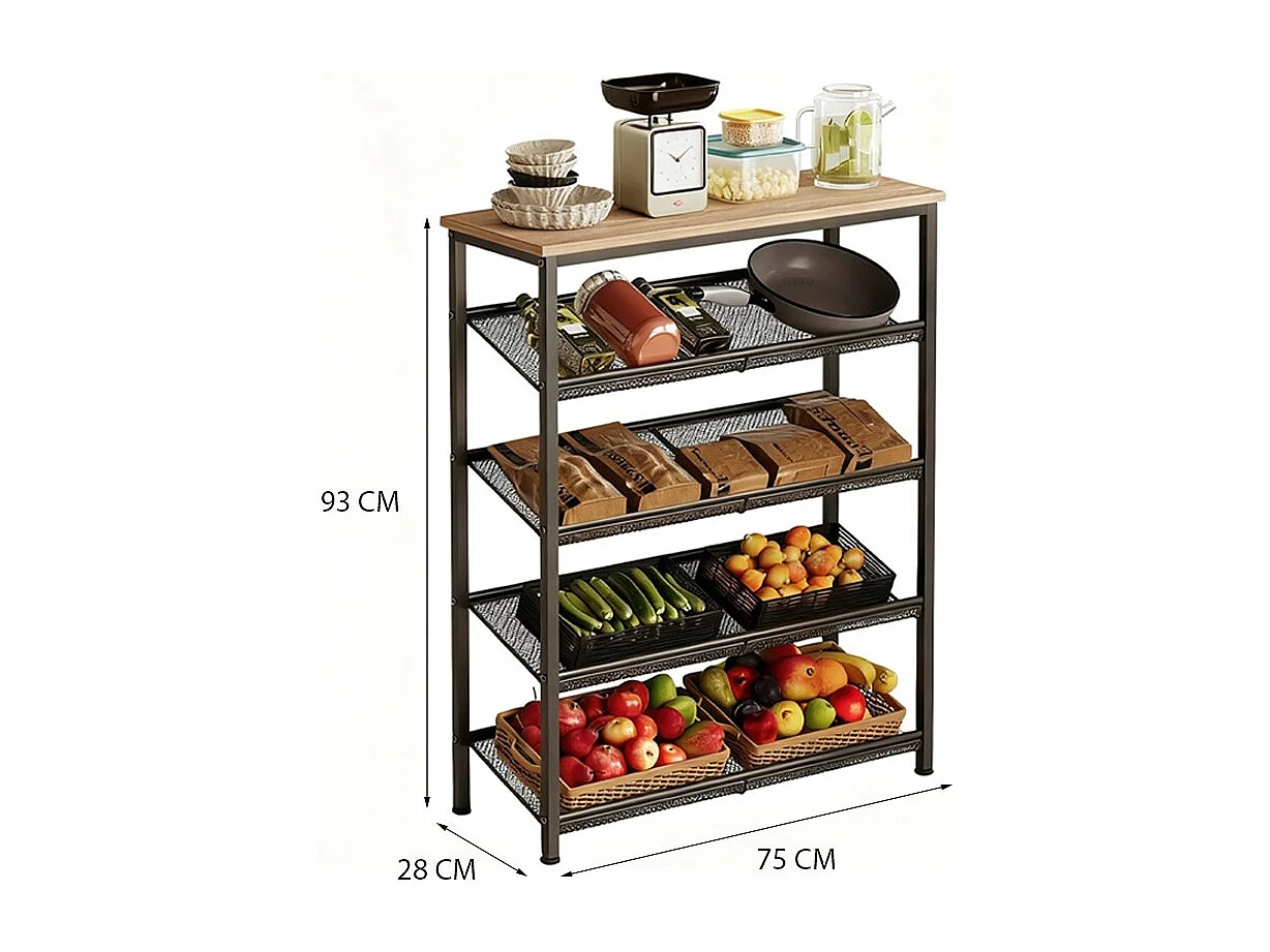 Étagère cuisine brun clair industriel bois rétro étagère loft 75 cm