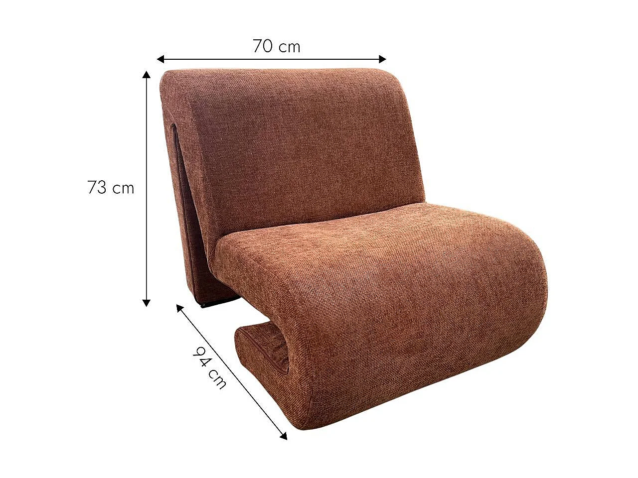 Fauteuil en tissu terracotta Ysera