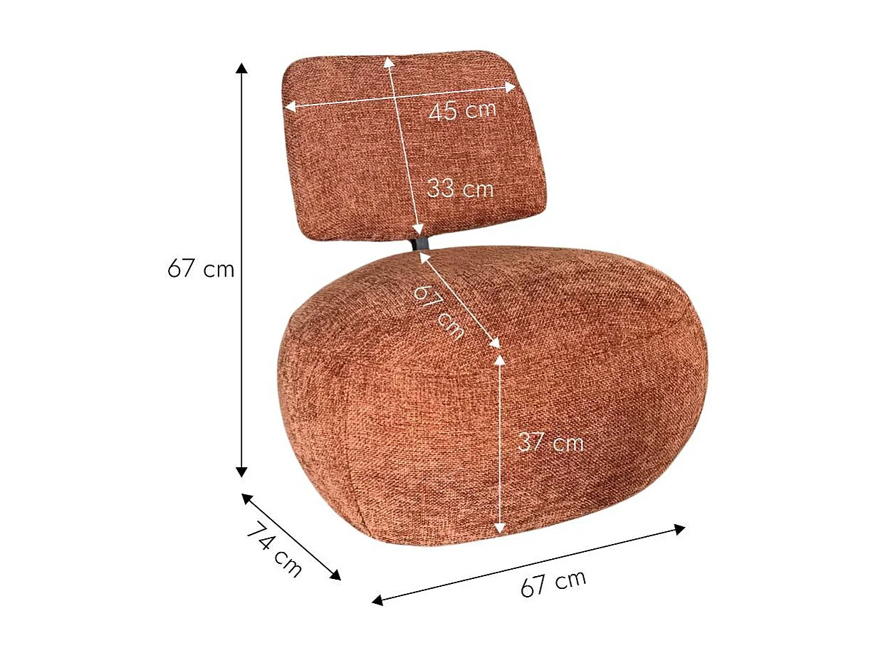 Fauteuil en tissu avec dossier terracotta Teresia