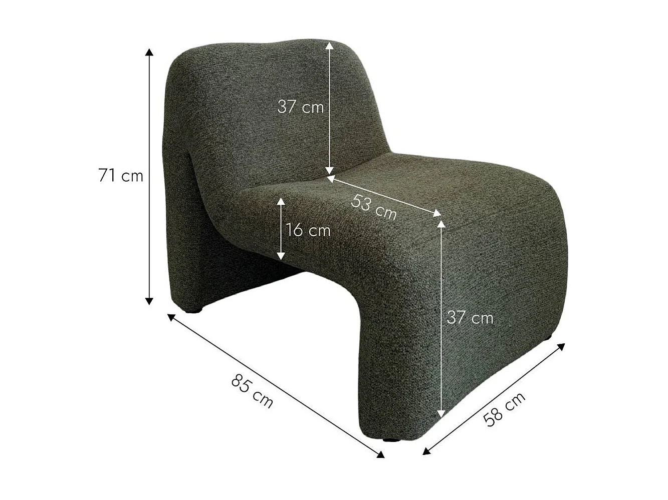 Fauteuil en tissu vert Ludovic