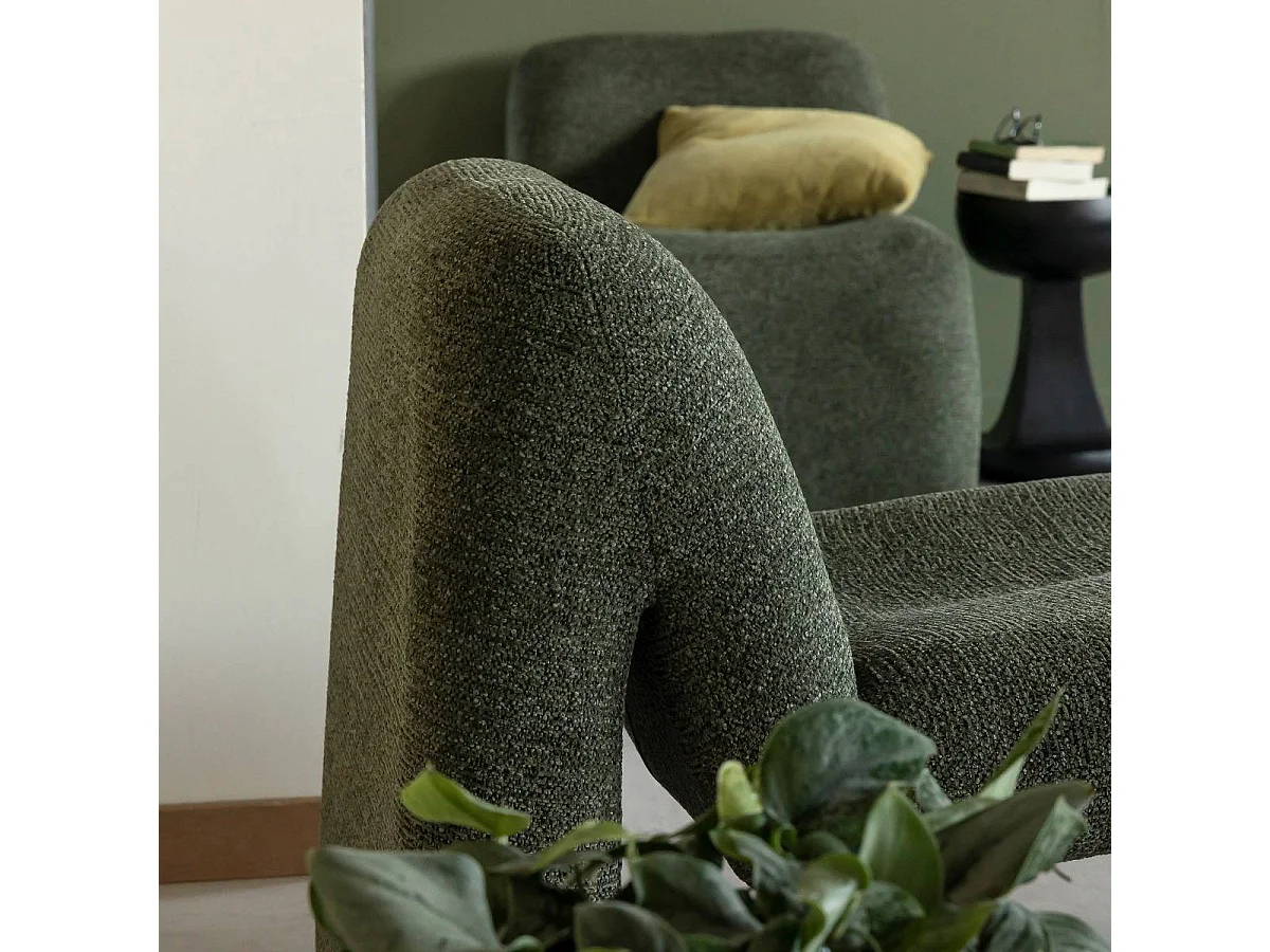 Fauteuil en tissu vert Ludovic