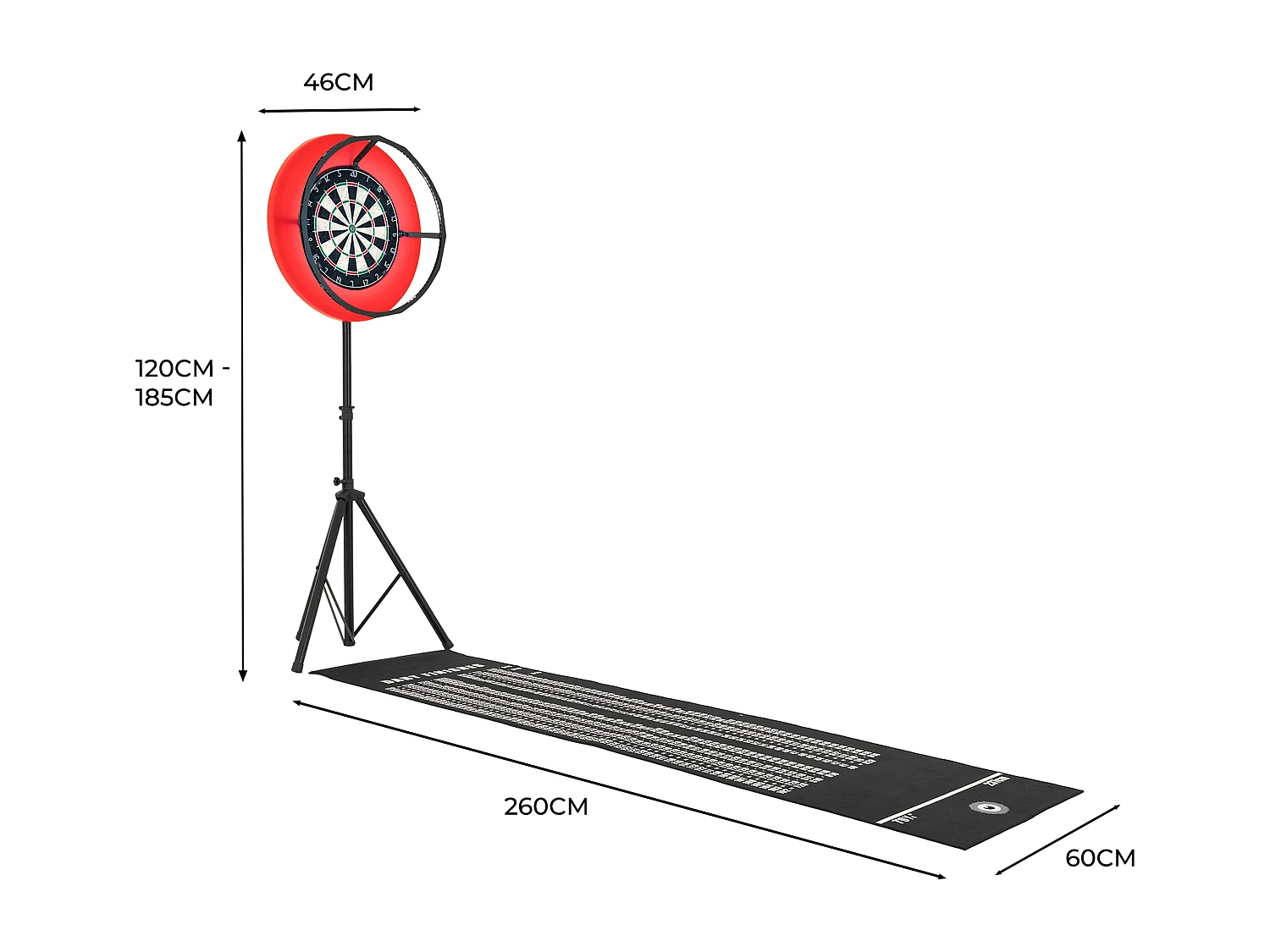 Cible Fléchettes Anneau LED Couronne Autoréparante Trépied Réglable Accessoires