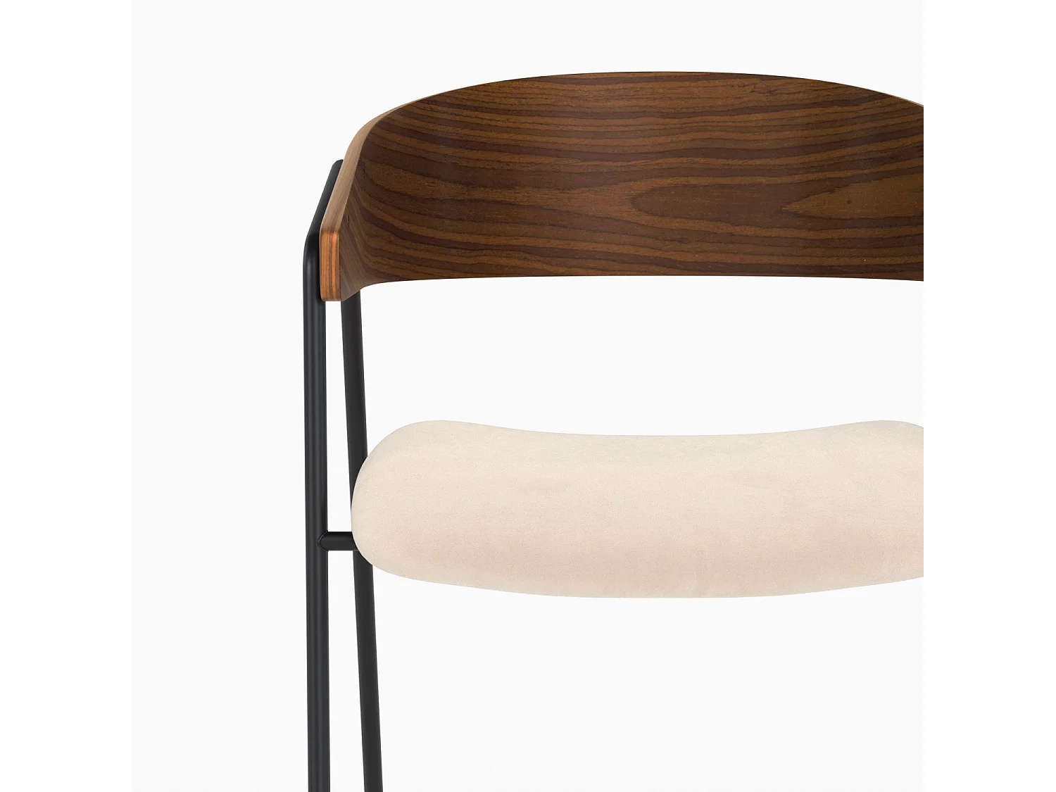 Lote de 2 sillas de terciopelo blanco roto y madera de nogal - Esmée