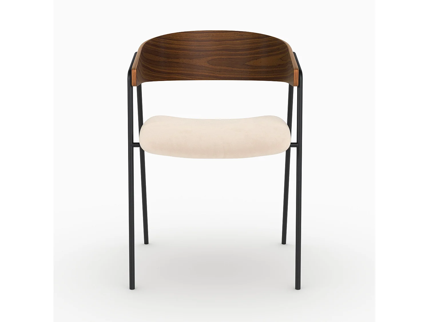 Lote de 2 sillas de terciopelo blanco roto y madera de nogal - Esmée