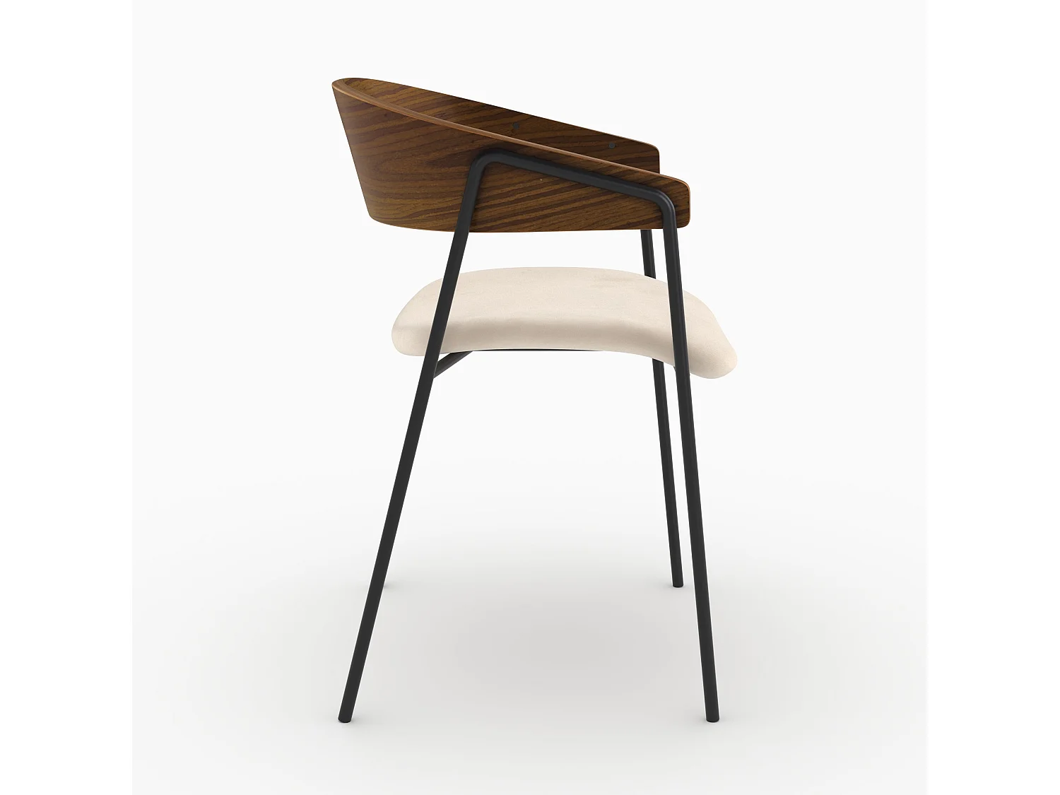Lot de 2 chaises en velours blanc cassé et bois de noyer - Esmée