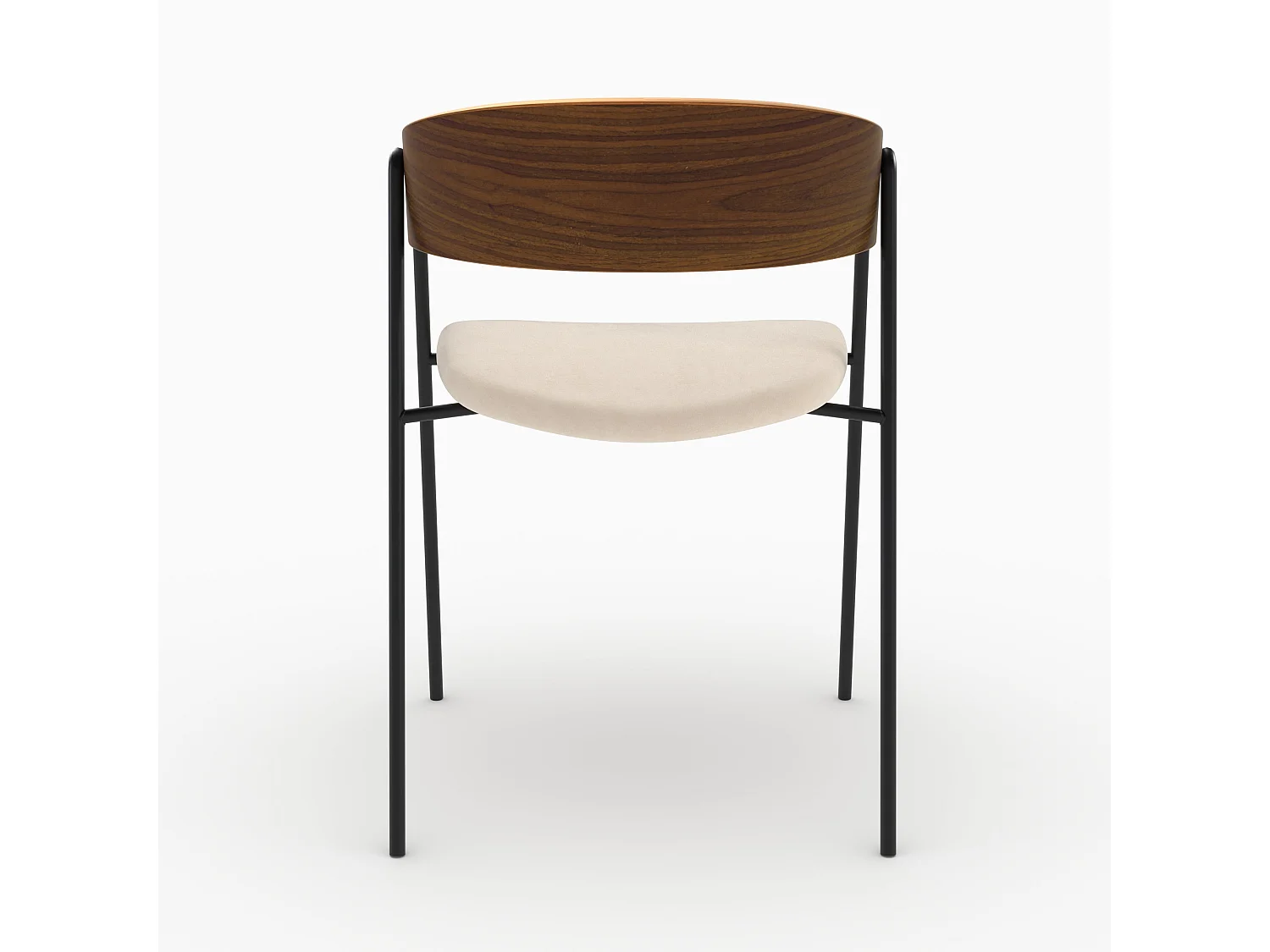 Lot de 2 chaises en velours blanc cassé et bois de noyer - Esmée