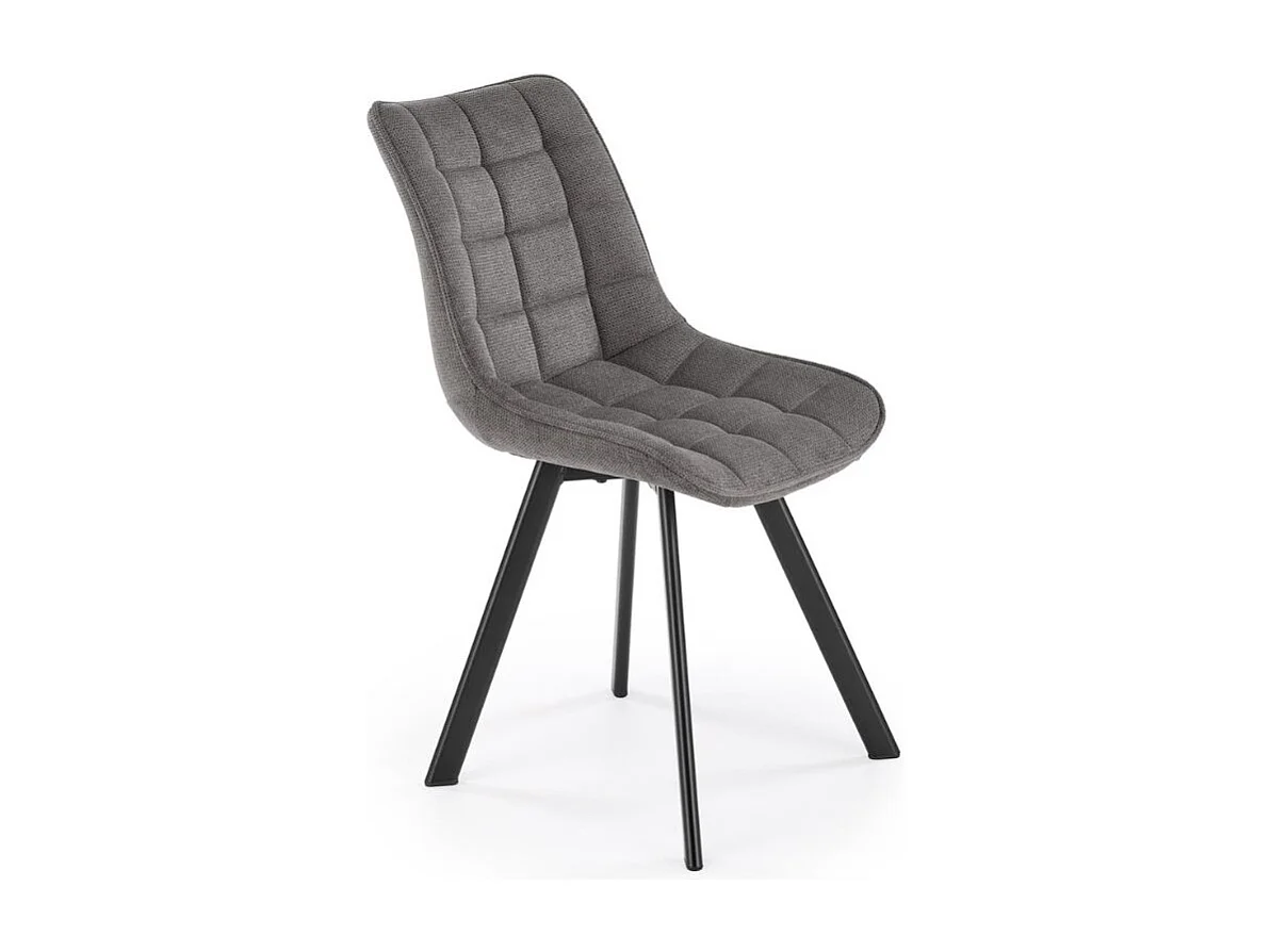 Chaise en tissu gris avec pieds en métal noir Edy