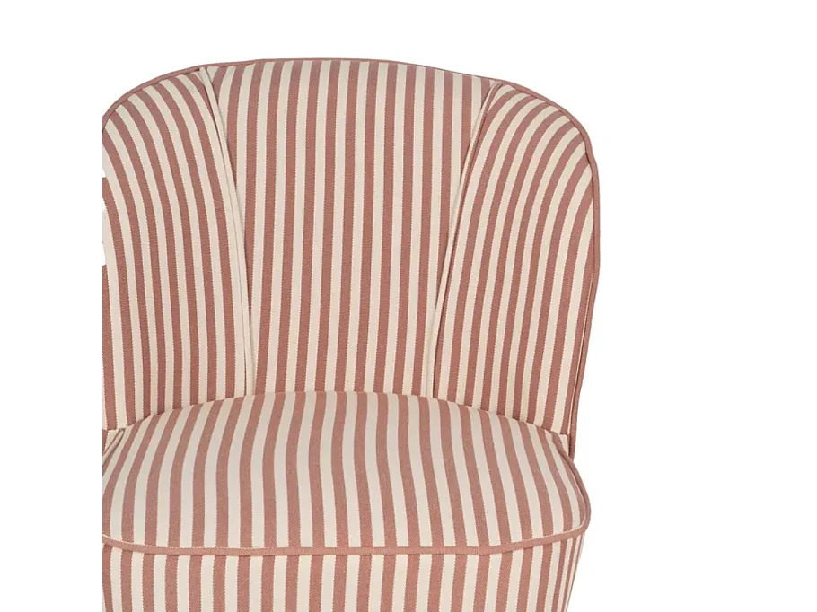 Fauteuil rayures terracotta bois hévéa confort ELYSORA