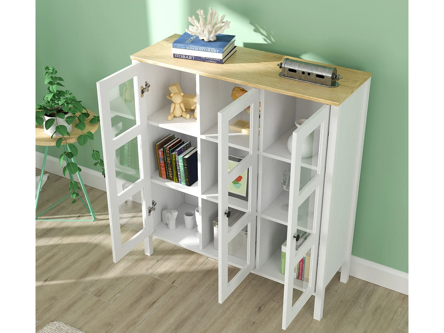 Meuble de rangement en aggloméré Frannie Modèle 1 : 112 x 40 x 123 cm