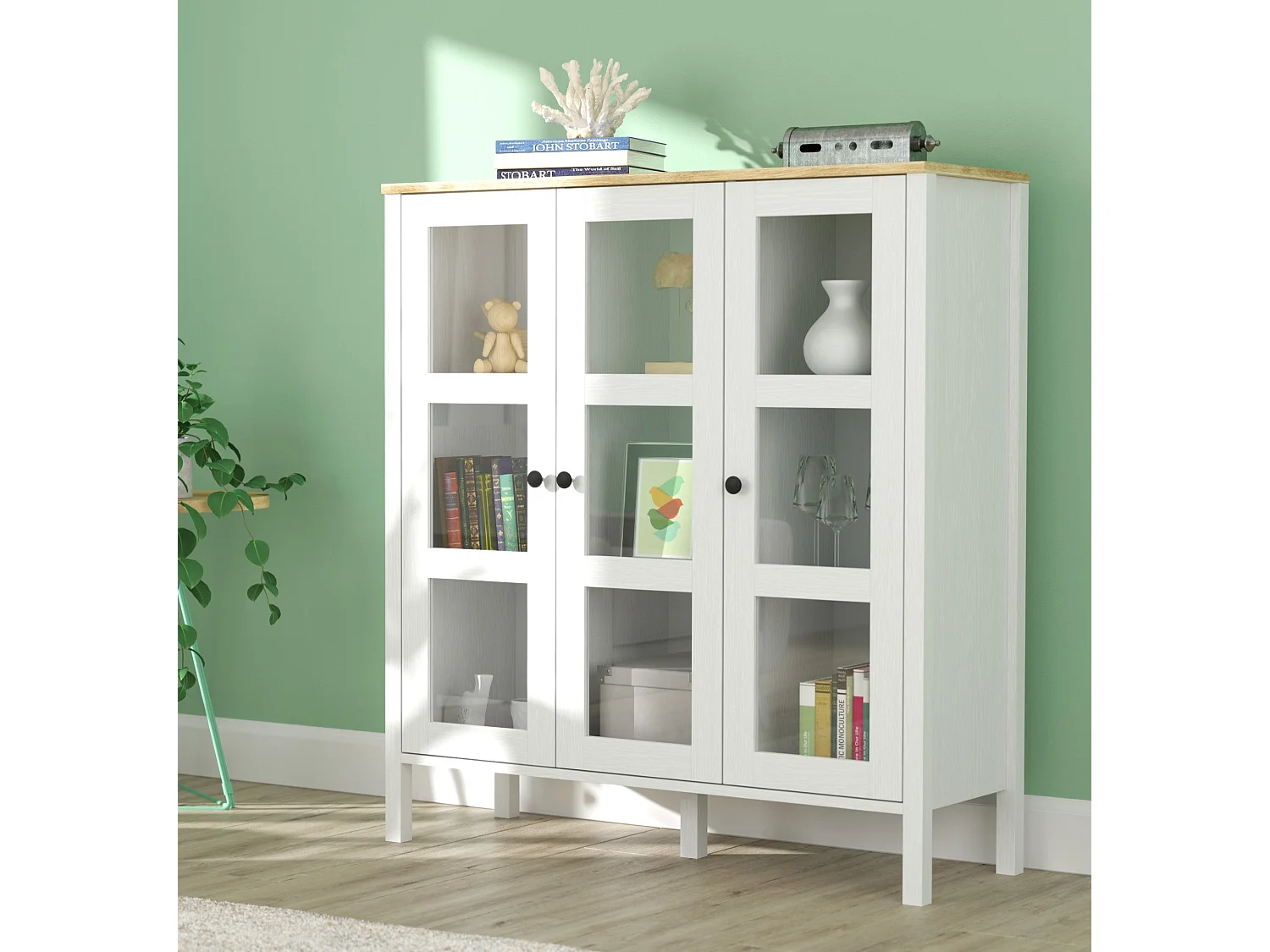 Meuble de rangement en aggloméré Frannie Modèle 1 : 112 x 40 x 123 cm